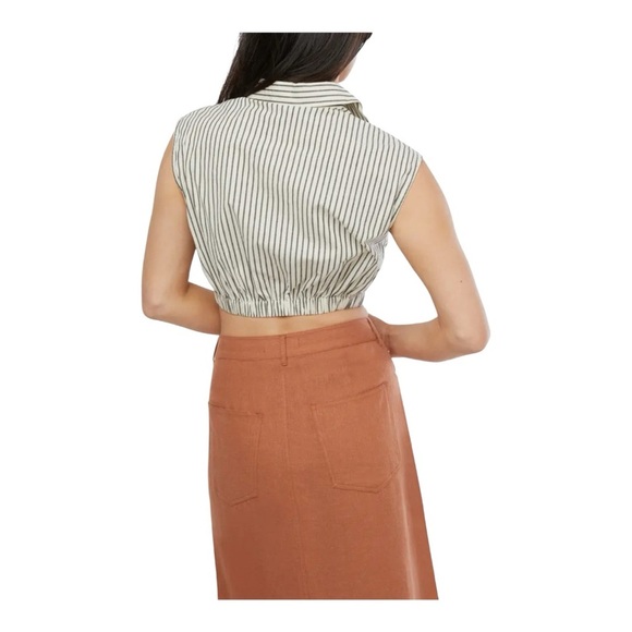 WEWOREWHAT Sleeveless Popover Shirt Medium NWT button down collared striped - Picture 2 of 8